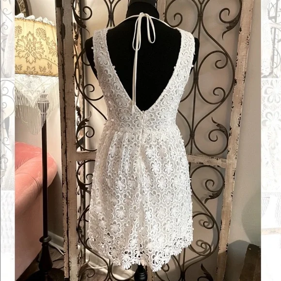 Bohemian Eyelet Short White Lace Dress - Picture 2 of 9